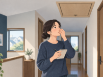 屋根裏付近のにおいに気づき状況を記録する人