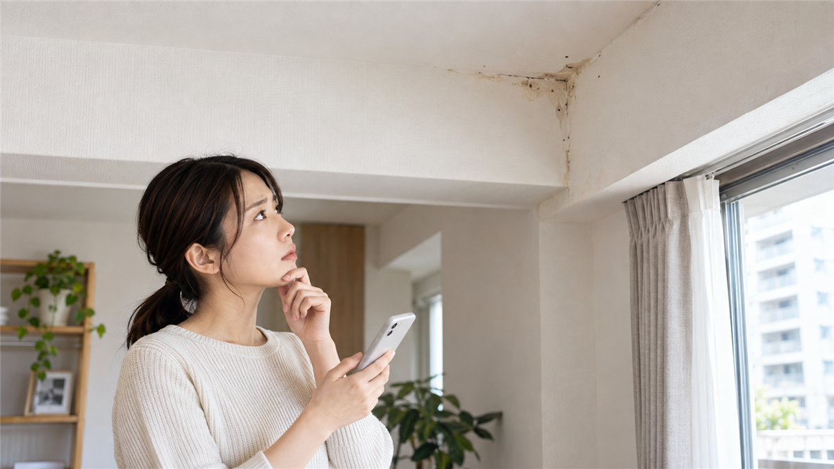 害虫・害獣被害の兆候を確認する賃貸住宅の入居者