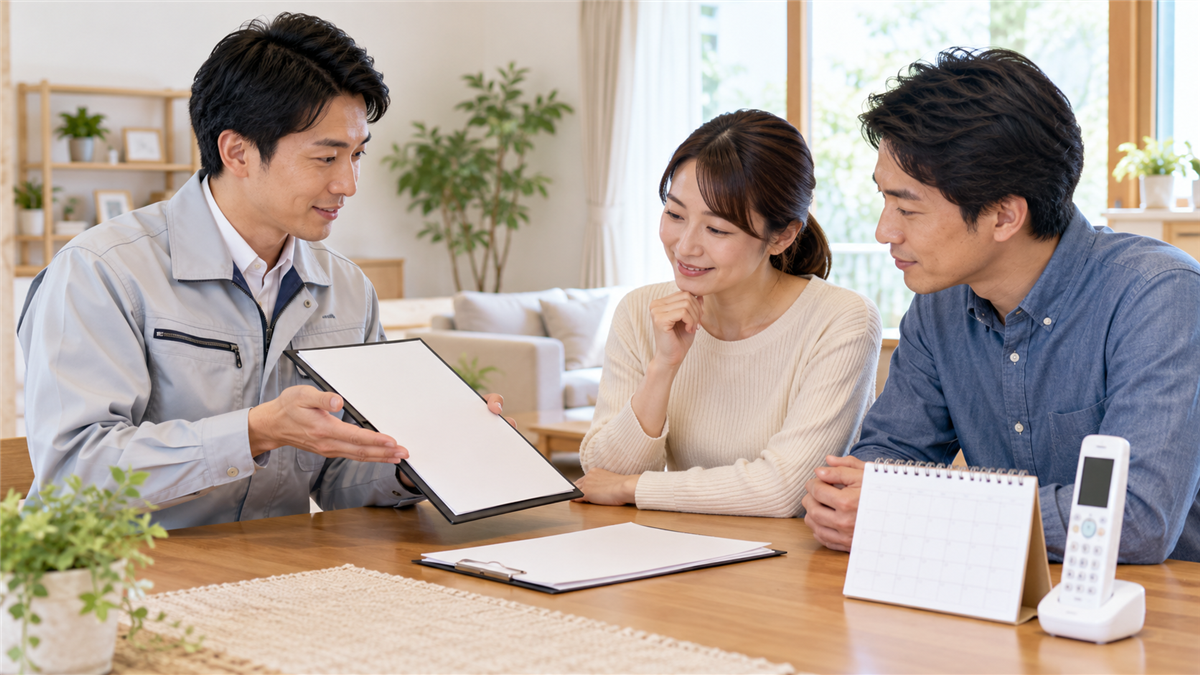 アフターフォローと保証制度を説明する業者